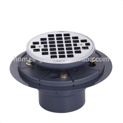 Deluxe plastic shower drain rounded with base in Chrome Polish finish